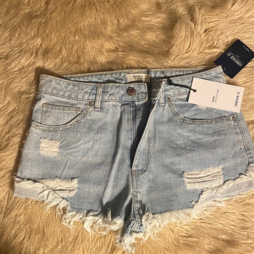 Forever 21 Light Blue Ripped Denim Cutoff Shorts sexy 🍒🍒